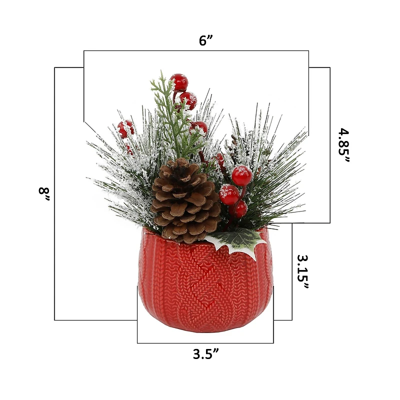 Christmas Mix In Red Ceramic Sweater Pot