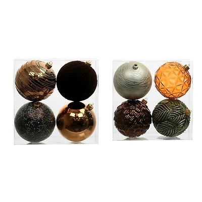 Assorted 4.7" Gold & Black Textured Shatterproof Ball Ornaments, 4pc. by Ashland®