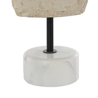 14.25" Cream Antique Style Paper Mache Female Dress Form Sculpture with White Marble Base