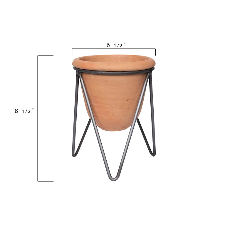 Hello Honey® 8.5" Terra Cotta Pot With Metal Stand Set