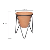 Hello Honey® 8.5" Terra Cotta Pot With Metal Stand Set