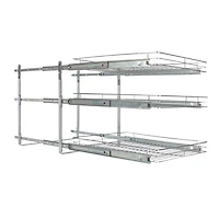 Household Essentials Glidez Chrome-Plated Steel Triple-Sliding Storage Organizer