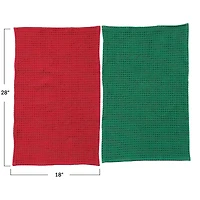 Hello Honey® 28" Red & Green Cotton Waffle Weave Tea Towel Set