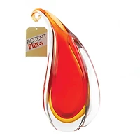 11" Red Curl Art Glass Vase