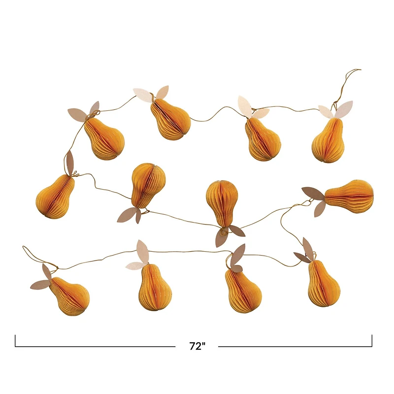 Hello Honey® 6ft. Yellow Glitter Handmade Recycled Paper Honeycomb Pear Garland