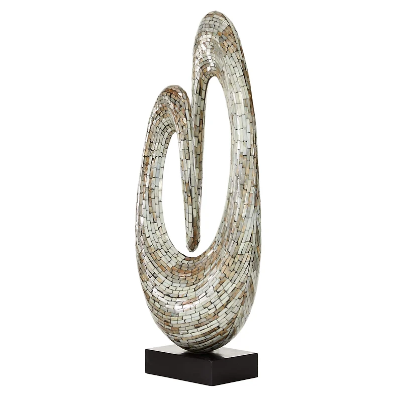 29" Gray Mother of Pearl Abstract Sculpture