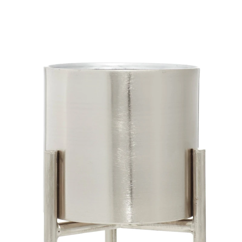 Silver Metal Contemporary Planter Set