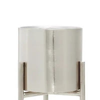 Silver Metal Contemporary Planter Set