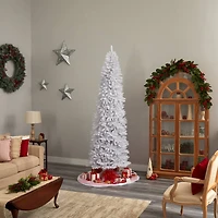 9ft. Pre-Lit Slim White Artificial Christmas Tree, Warm White LED Lights