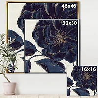 Designart Dark Rose Gilded Gold Floral Framed Canvas