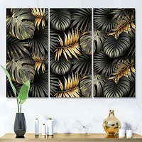 Designart - Black and Gold Tropical Leaves II