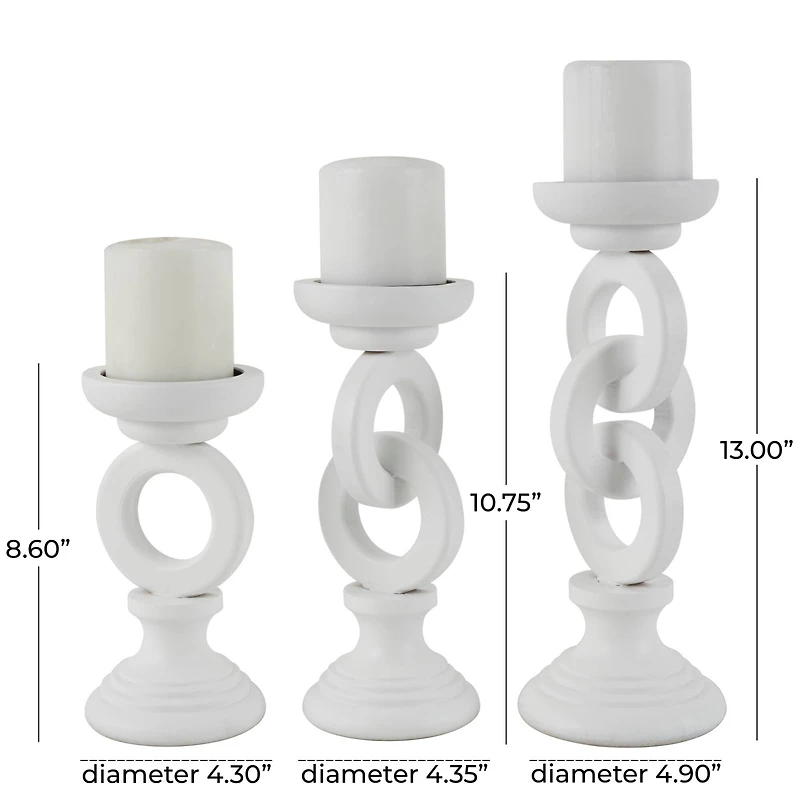 White Chain Link Candle Holder Set