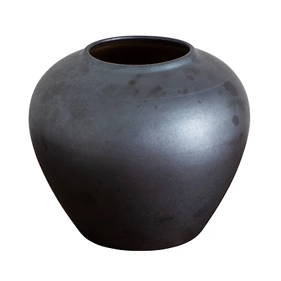 7in. Black Round Urn Vase