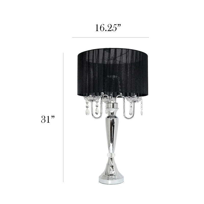 Elegant Designs™ Sheer Shade Lamp with Hanging Crystals