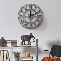 Whitewashed Metal 15" Wall Clock