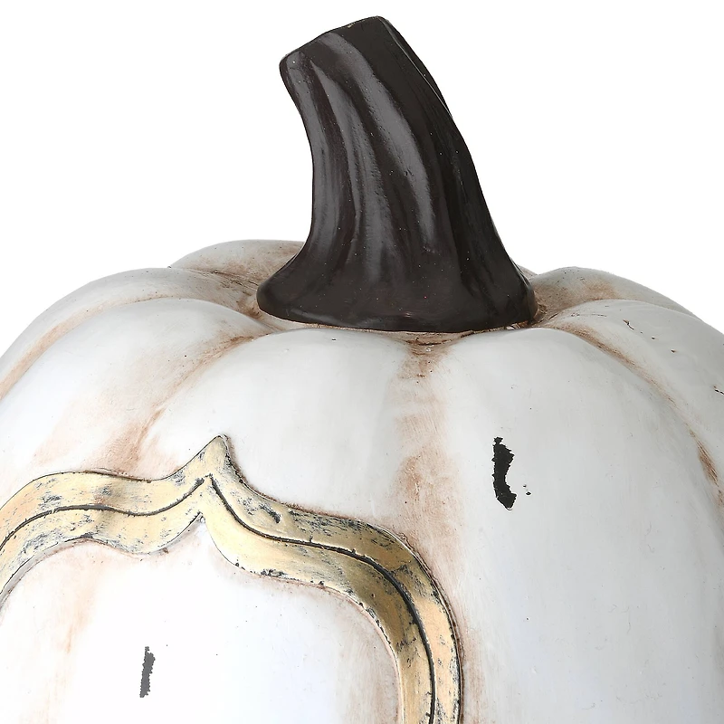 13" White Boo Pumpkin Set