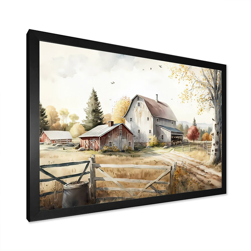 Designart 'Beautiful Barn In Spring II' Farmhouse / Country Framed Canvas Wall Art