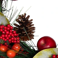 24" Unlit Autumn Harvest Mixed Pine, Berry & Nut Thanksgiving Fall Wreath