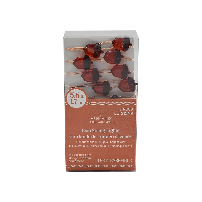 18ct. Warm White LED Acorn Icon String Lights by Ashland®