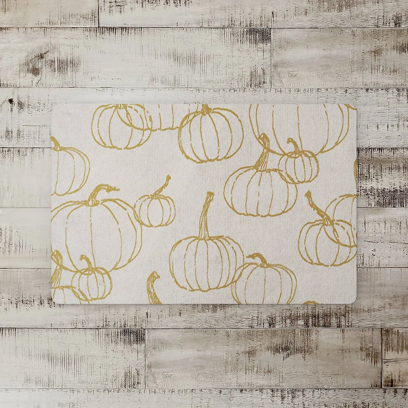 Mustard Yellow Multi Pumpkin Pattern Floor Mat