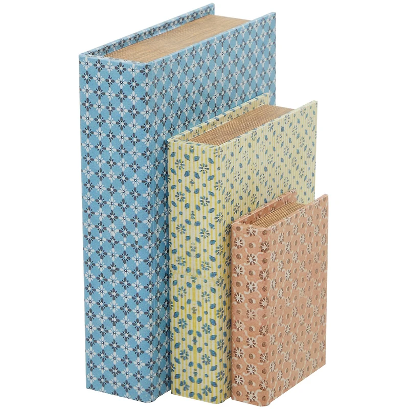 Floral Canvas Faux Book Box Set