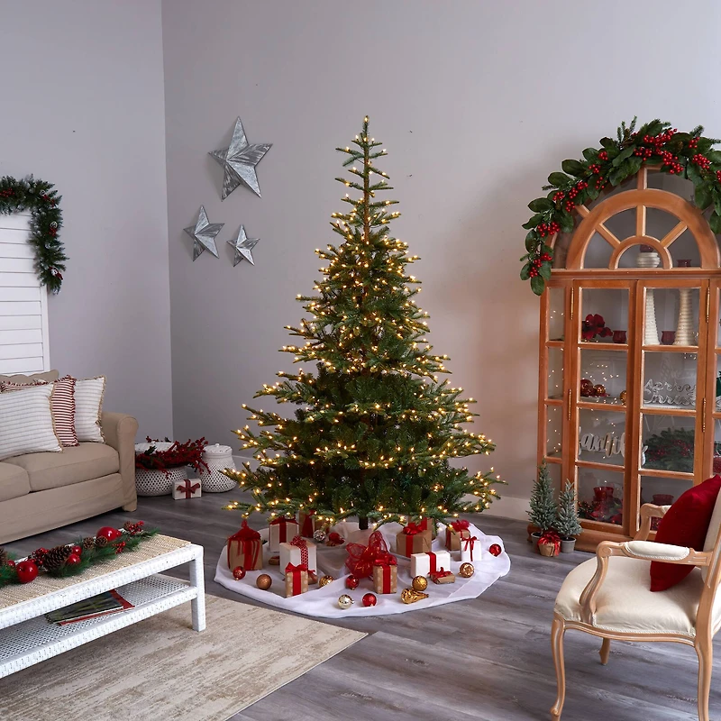 8ft. Pre-Lit Layered Washington Spruce Artificial Christmas Tree, Clear Lights