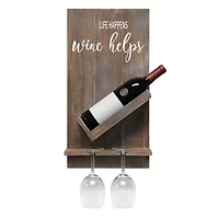 Elegant Designs Wall Mounted Wine Bottle Shelf & Glass Holder