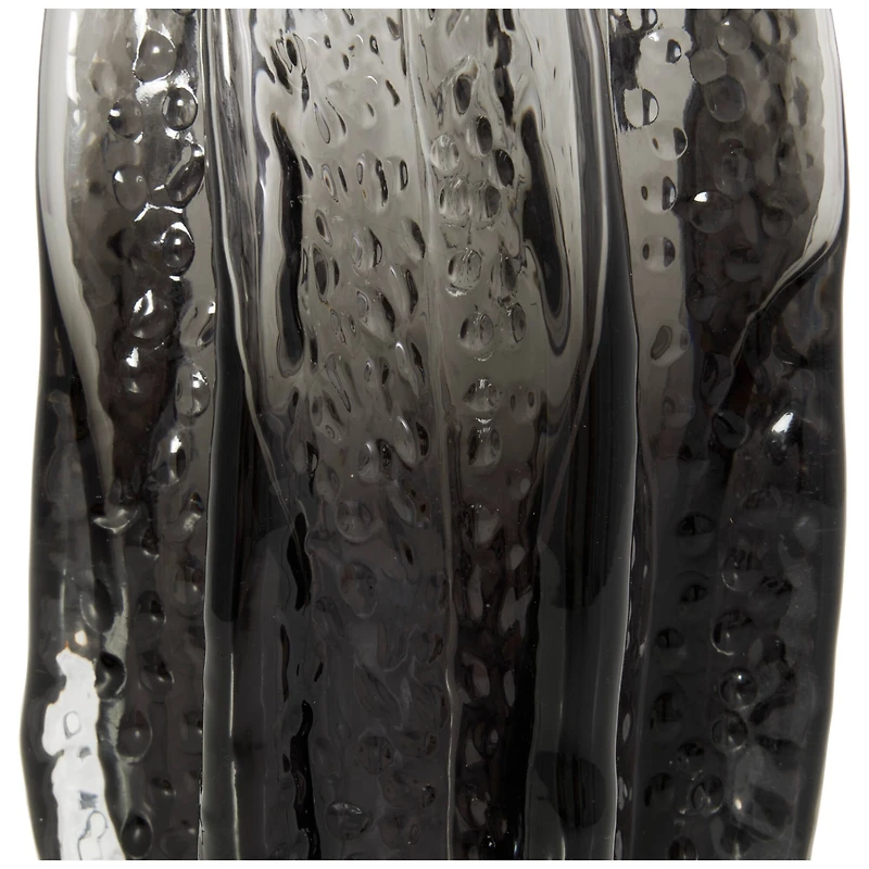 12" Black Ombre Wavy Abstract Glass Vase