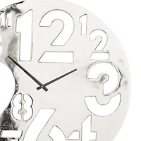 Silver Aluminum Contemporary Wall Clock, 24" x 24" x 2"