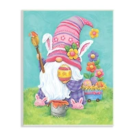 Stupell Industries Whimsical Gnome Painting Easter Eggs Festive Flowers Wall Plaque Art
