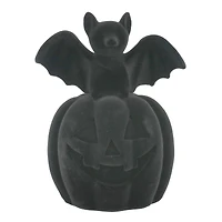 6.5" Flocked Bat on Jack-O'-Lantern Tabletop Accent by Ashland