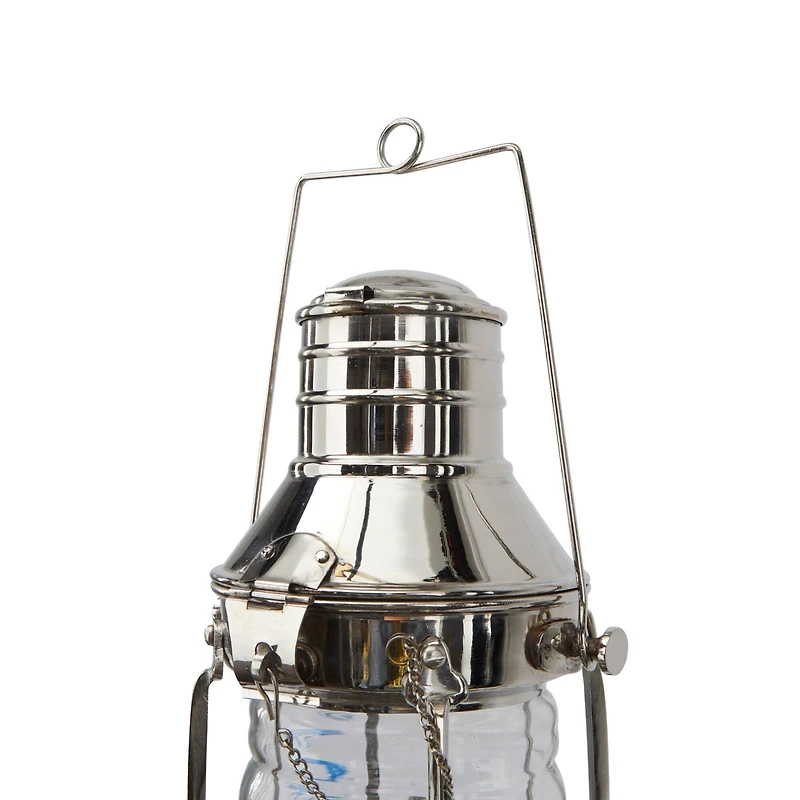 9" Silver Brass Candle Lantern