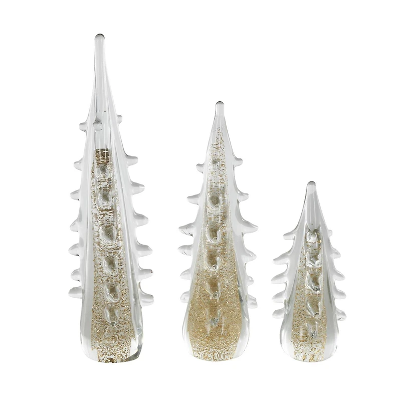 Gold & Clear Decorative Glass Sculpture Set