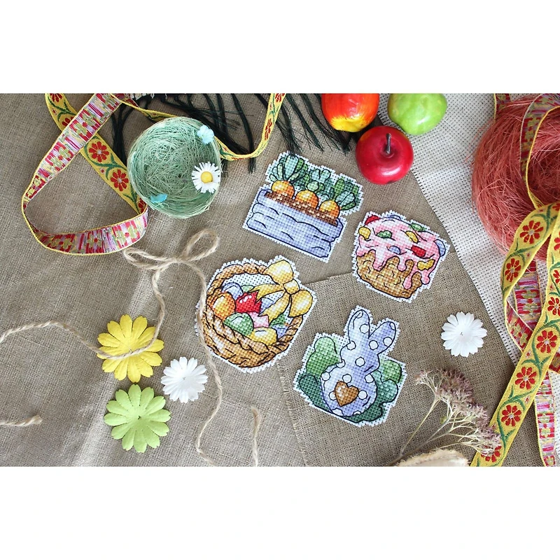 MP Studia Rabbit and Carrots. Magnets Plastic Canvas Plastic Canvas Counted Cross Stitch Kit