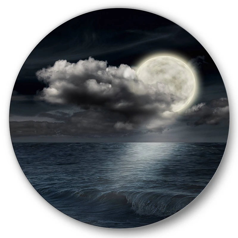 Designart - Full Moon In Cloudy Night Sky VI