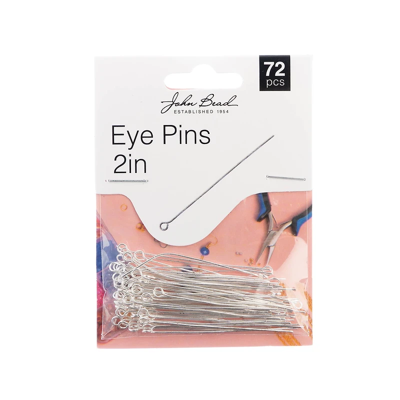 John Bead 2" Silver Eye Pins, 72ct.