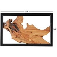 Abstract Handmade Live Edge Wood Slab Wall Décor with Black Frame