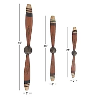Red Metal Propeller Industrial Wall Décor Set