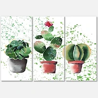 Designart - Three Cacti In Clay Pots