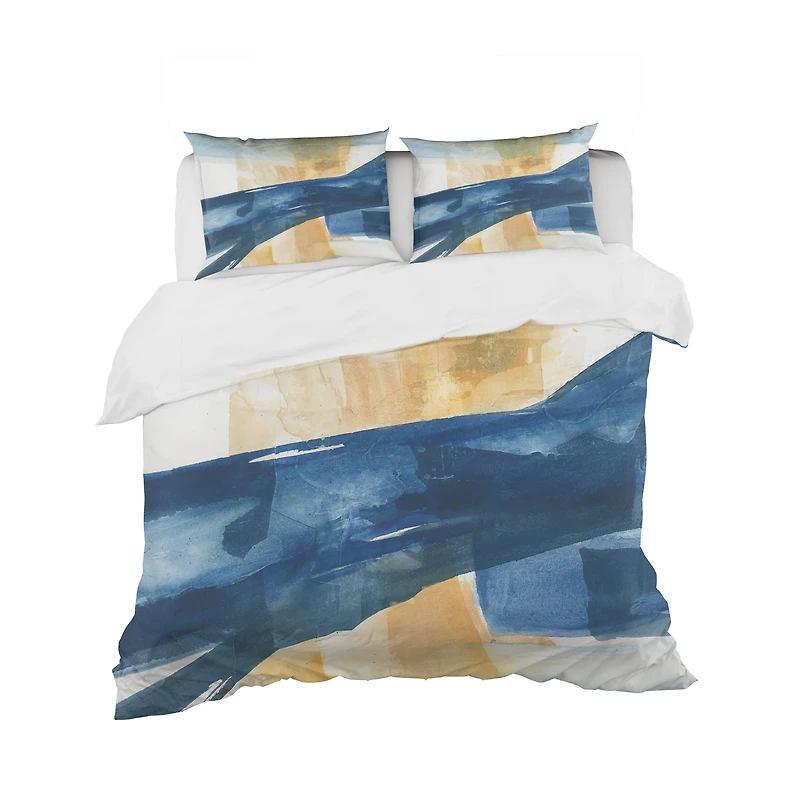 Designart 'Indigo Panel III' Geometric Bedding Set