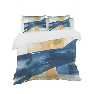 Designart 'Indigo Panel III' Geometric Bedding Set