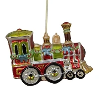 5.5" Red & Green Contemporary Train Christmas Ornament