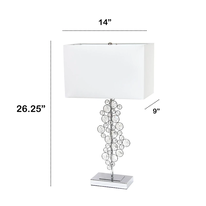 Lalia Home 26" Crystal Glitz and Chrome Table Lamp with White Shade