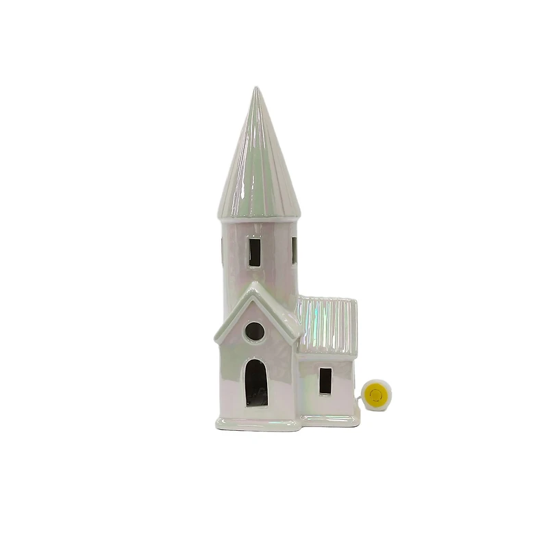 11.75" Iridescent White Church LED Tabletop Décor by Ashland®