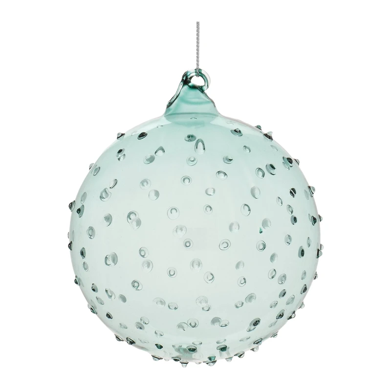 Blue Hobnail Textured Glass Ball Ornament Set