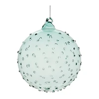 Blue Hobnail Textured Glass Ball Ornament Set
