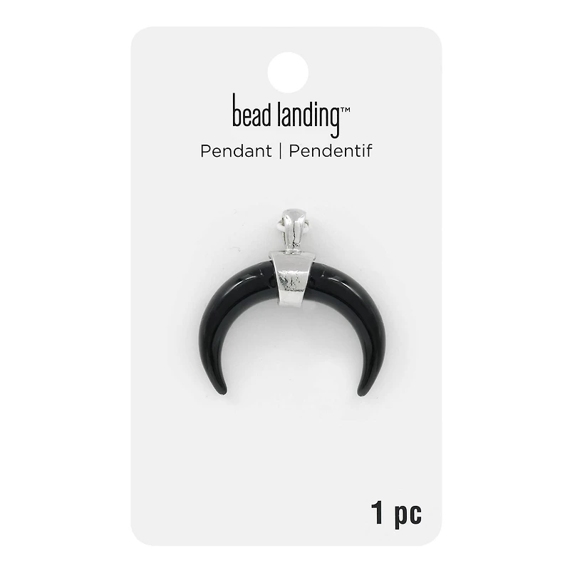 Black Curved Horn Pendant by Bead Landing™