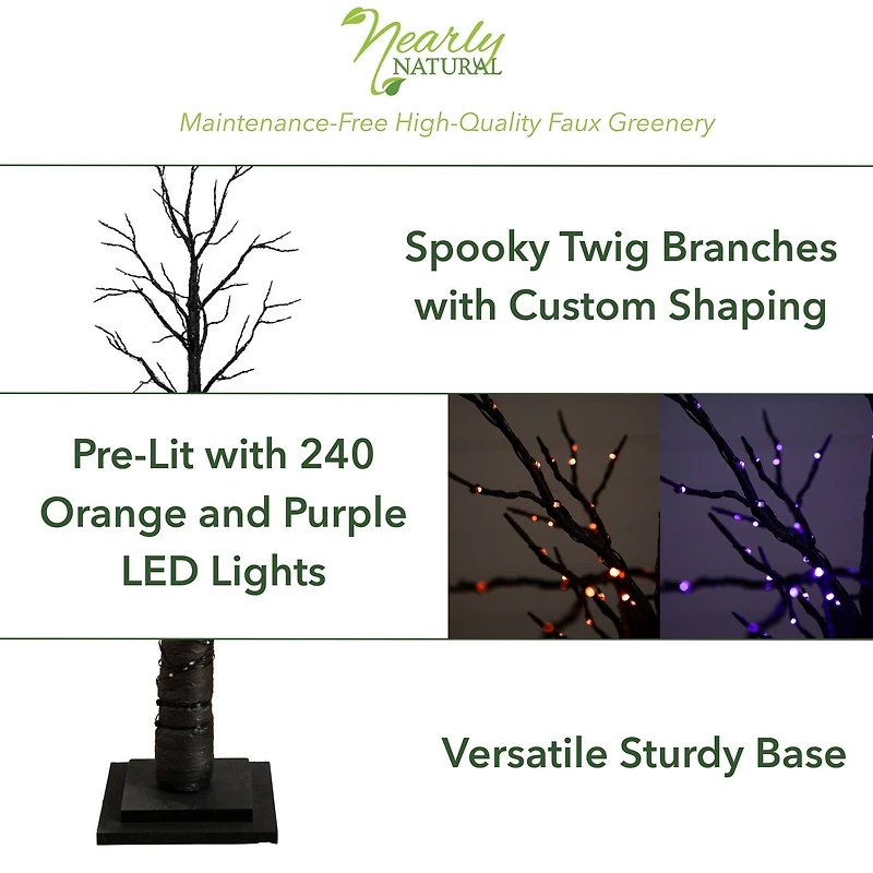 4ft. Pre-Lit LED Black Twig Artificial Halloween Tree