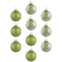 10ct. 2" Grass Green 2-Finish Glass Ball Ornaments