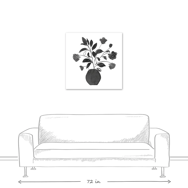 Monochromatic Floral I 30" x 30" Canvas Wall Art